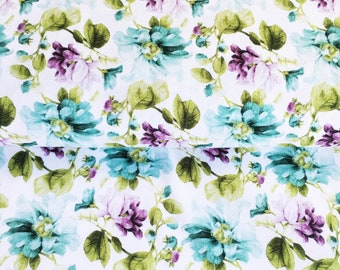 premium 100% cotton poplin/high quality cotton fabric/watercolor flowers/floral print/sanforized cotton fabric/floral fabric/ 1/2 yard