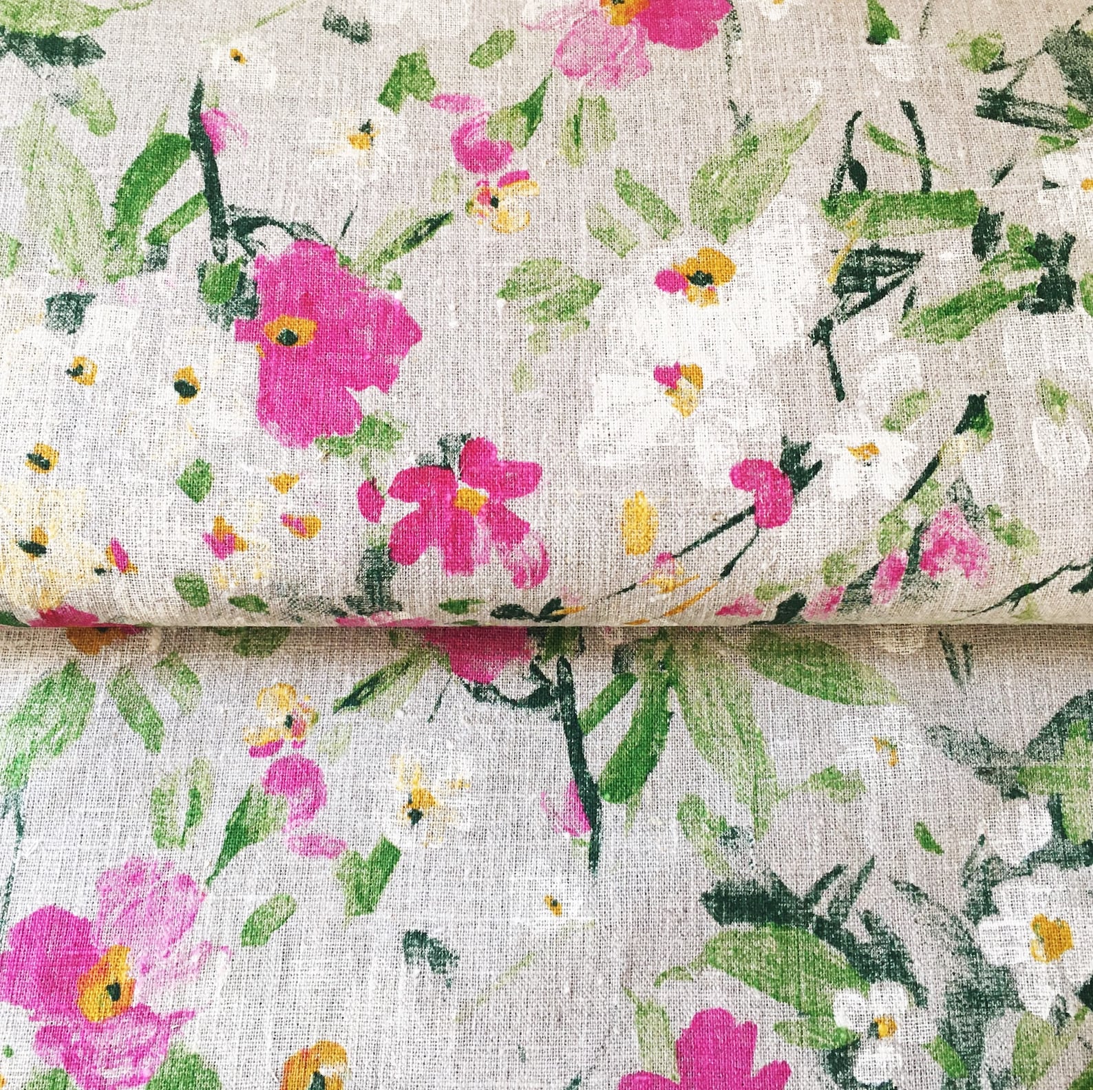 Premium 100 Linen Fabric/floral Linen Fabric/painted Etsy Australia