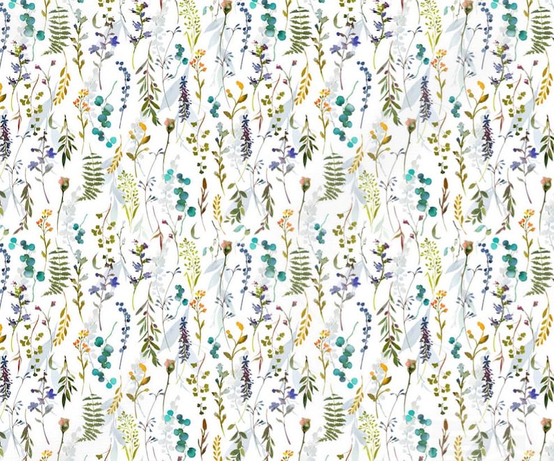 exclusive 100% cotton satin/high quality cotton fabric/meadow flowers/flower print/floral pattern fabric/drawing/digital print/ 1/2 yard image 2