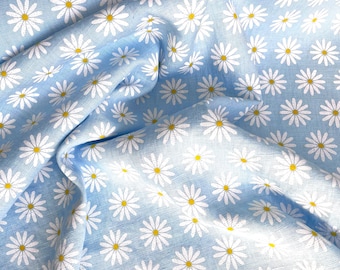 premium 100% linen fabric/floral linen fabric/camomile linen fabric/natural printed linen fabric/pure linen/DIY/summer fabric 1/2 yard