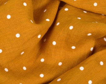 premium 100% linen fabric/polka dot linen fabric/spotted linen fabric/natural printed linen fabric/pure linen/ 1/2 yard