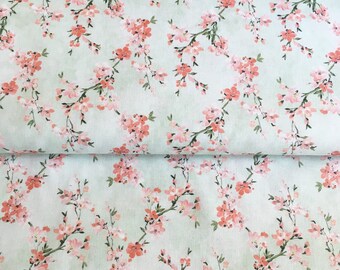 Tela de popelina de algodón 100 % de primera calidad, de algodón de calidad, con estampado de flores de acuarela, preencogida, para fiesta de graduación o para dama de honor, precio por 1/2 yarda