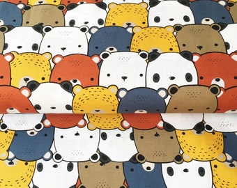 Popelina de algodón 100 % premium, tela de algodón de alta calidad, osos de dibujos animados, tela de osos, tela con estampado de animales, tela para niños, tela con diseño, 1/2 yarda