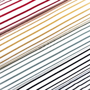 Jersey di cotone di qualità superiore, tessuto a righe breton, tessuto a righe, jersey di cotone, tessuto elasticizzato, jersey a righe sottili, abbigliamento da ginnastica, qualità premium, 0,5 m