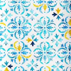 exclusive 100% cotton satin/high quality cotton fabric/watercolor mosaic/oriental design/designer fabric/watercolor pattern 1/2 yard