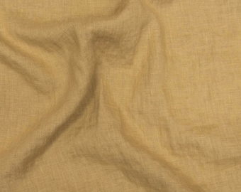 Tessuto Premium 100% lino/Tessuto in lino massiccio/Tessuto in lino naturale/Lino puro/Tessuto prelavato/Unicolor/Ocra/Prezzo per 1/2 iarda/50 cm