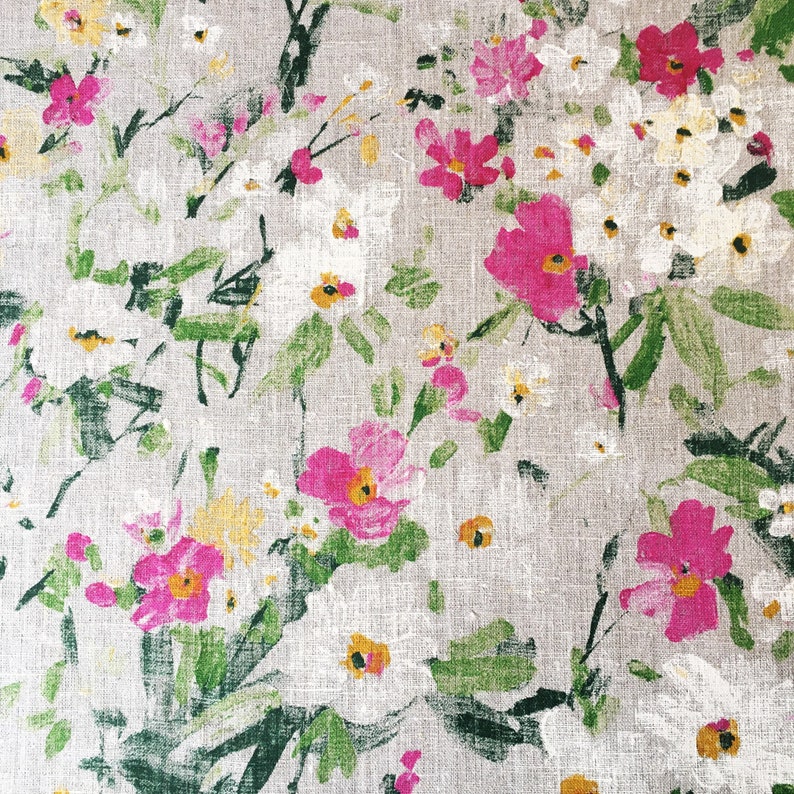 Premium 100 Linen Fabric/floral Linen Fabric/painted Etsy Australia