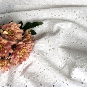 Tela de algodón 100 % premium con bordado inglés, de alta calidad, ideal para bodas, verano, bordados, 1/2 yarda imagen 3