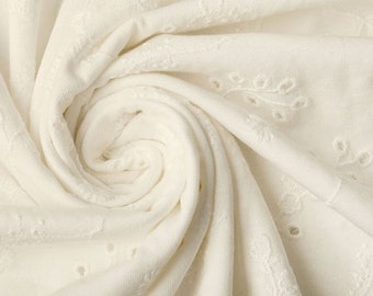premium cotton jersey/designer fabric/embroidered jersey/stretch fabric/floral jersey/swiss embroidery/premium quality/ 1/2 yard