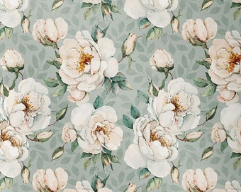 exclusive 100% cotton satin/high quality cotton fabric/watercolor flowers/floral fabric/vintage flowers/designer fabric/ 1/2 yard