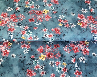 premium 100% algodón popelín / tela de algodón de alta calidad / flores pintadas / tela de ramo de flores / tela floral / tela de algodón veraniego