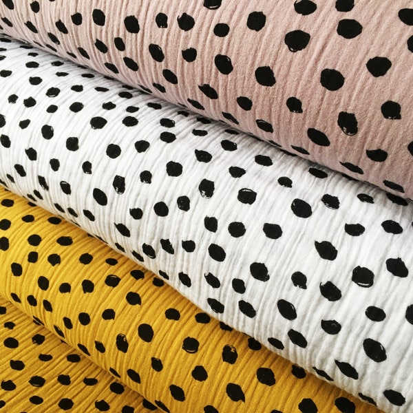 cotton muslin/cotton double gaze/100% cotton sumer fabric/warm colours/double layer fabric/breathable fabric/soft baby fabric/dot fabric