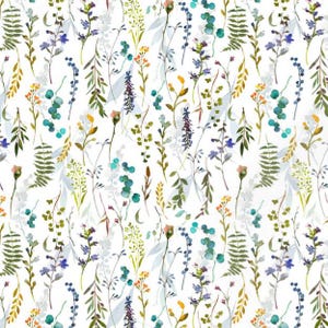exclusive 100% cotton satin/high quality cotton fabric/meadow flowers/flower print/floral pattern fabric/drawing/digital print/ 1/2 yard image 3