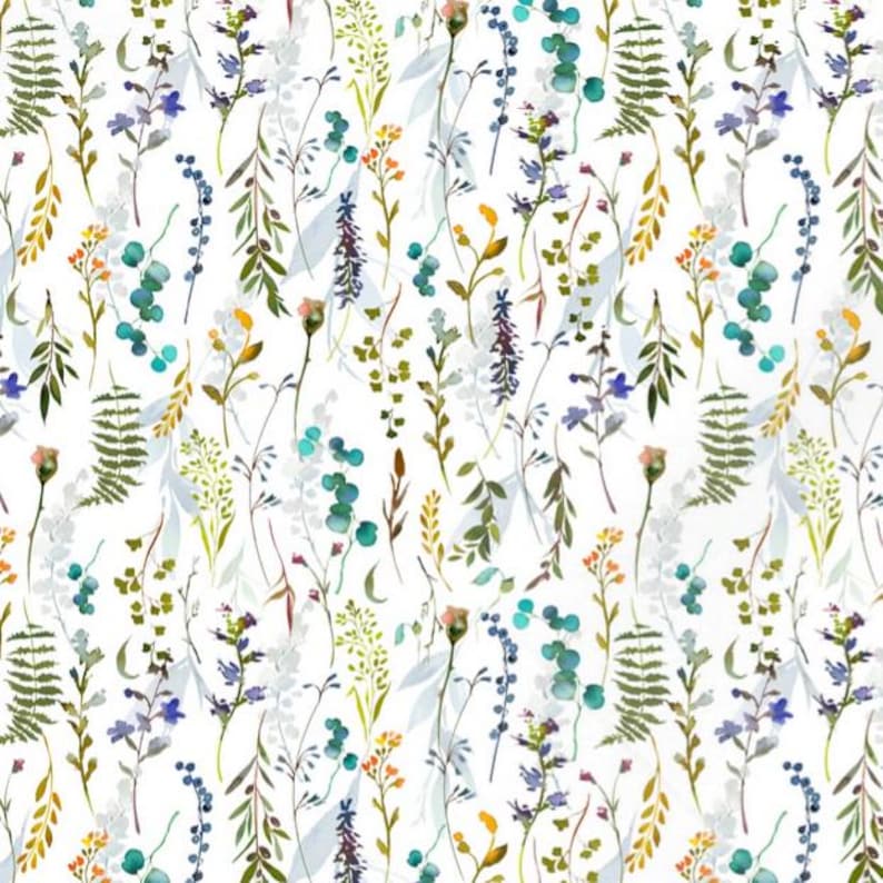 exclusive 100% cotton satin/high quality cotton fabric/meadow flowers/flower print/floral pattern fabric/drawing/digital print/ 1/2 yard image 3