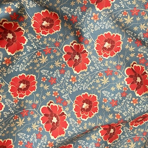 exclusiver 100% Baumwoll-Perkal/ hochwertiger Baumwollstoff/ Premium/ japanische Blumen/ Sommerblumen/ floraler Stoff/ Designerstoff/ 1/2 Yard