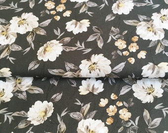 premium 100% cotton poplin/high quality cotton fabric/watercolor flowers/botanical print/sanforized cotton fabric/floral fabric