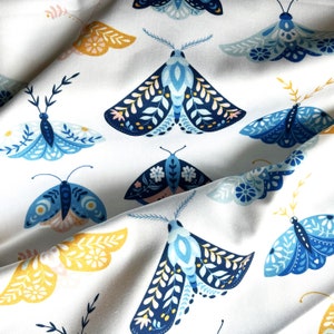 exclusive 100% cotton satin/high quality cotton fabric/fairytale moths/butterflies/painted butterflies/designer fabric/ 1/2 yard