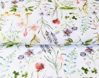 100 % popeline de coton haut de gamme/tissu en coton de haute qualité/aquarelle de fleurs/imprimé floral/tissu de coton sanforisé/tissu floral