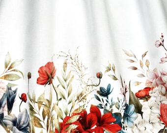 exclusive 100% cotton percale/high quality cotton fabric/watercolor border/floral fabric/gown fabric/floral border/skirt fabric/ 1/2 yard