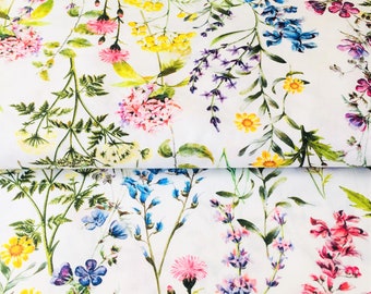 premium 100% cotton poplin/high quality cotton fabric/watercolor flowers/floral print/sanforized cotton fabric/floral fabric