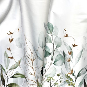 exclusive 100% cotton percale/high quality cotton fabric/watercolor border/botanical fabric/gown fabric/fern border/skirt fabric/ 1/2 yard
