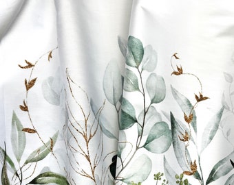 exclusive 100% cotton percale/high quality cotton fabric/watercolor border/botanical fabric/gown fabric/fern border/skirt fabric/ 1/2 yard