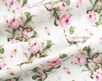 exclusiver 100% Baumwollperkal/hochwertiger Baumwollstoff/Aquarellblumen/Blumenstoff/Designerstoff/vintage Blumen/ 1/2 Meter
