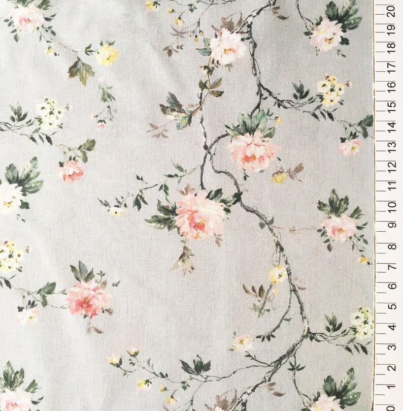 premium 100% cotton poplin/floral cotton fabric/painted roses/botanical print/preshrunk cotton fabric/designer fabric/ 1/2 yard image 4