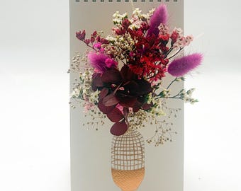 Flip vase with 7 different designs and a bouquet of preserved flowers included, a great gift idea for him or her, an original and customizable gift