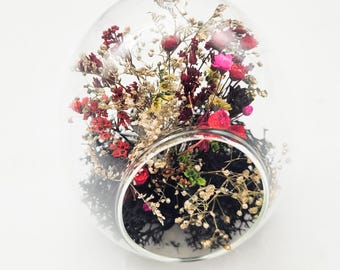 Glass egg and preserved flowers for decoration, original gift, gift for him or her, Christmas gift