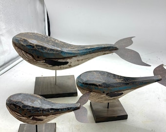 wooden and metal whale