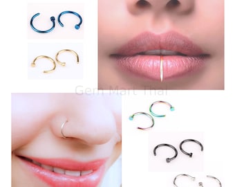 Nose Lips Hoop Ring Silver Gold Black Multi Body Clip Hoop For Women Septum Clip on No Piercing Jewelry Gift 1pc