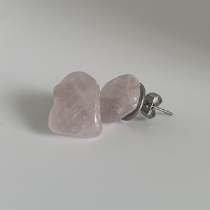 Rose Quartz stud earrings, crystal studs, crystal jewelry, pink earrings, rose Quartz jewelry, boho jewelry, hippie jewelry