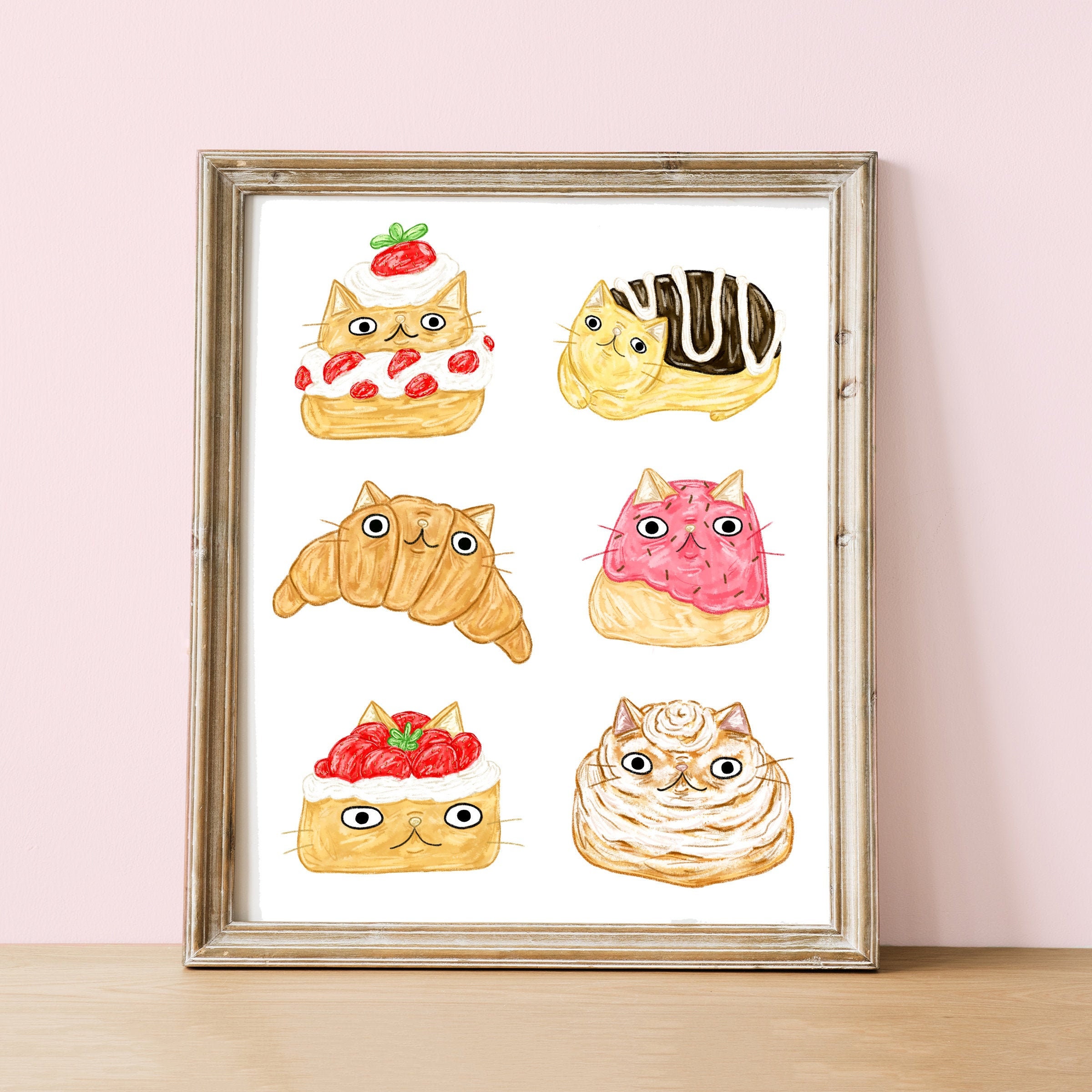 絵画。壁掛け原画【Cute cat cake】0 3 買い誠実 絵画。壁掛け原画【Cute cat cake】0 2 絵画 - 絵画