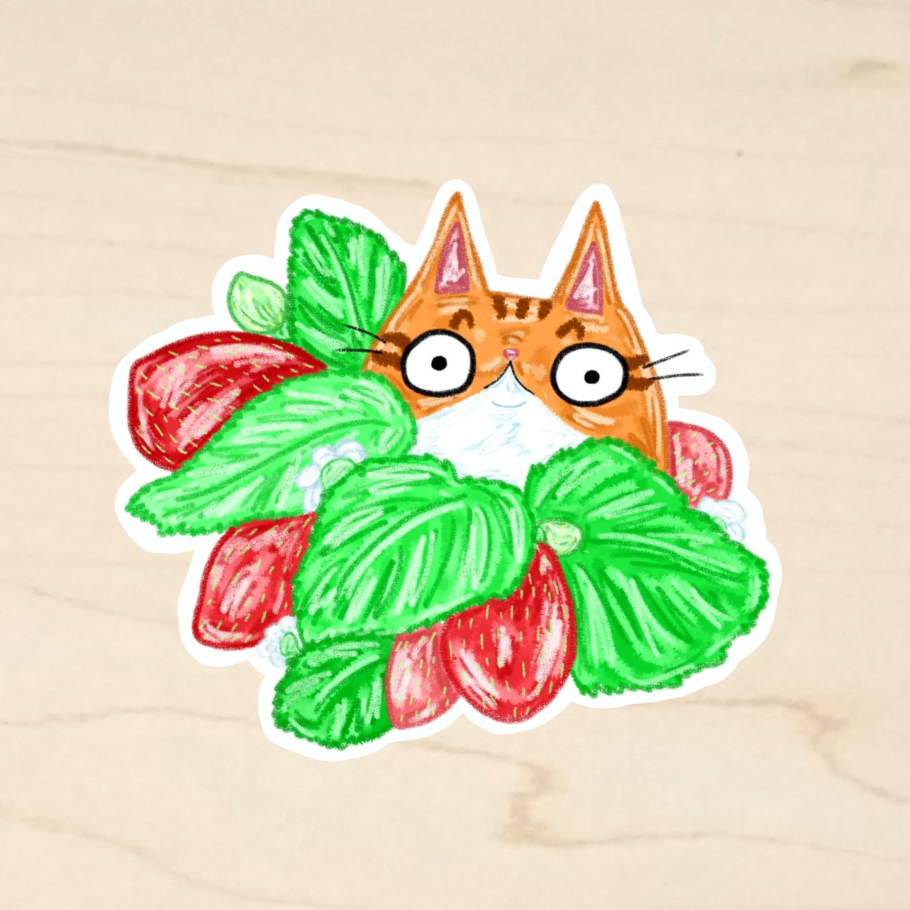 Strawberry Cat Sticker - Etsy