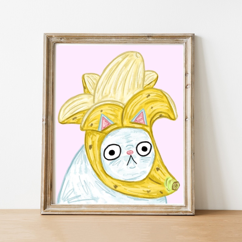 Banana Cat Art Banana Fruit Print Cat Fruit Print Funny Cat Art banana-cat-art-banana-fruit-print-cat-fruit-print-funny-cat-art