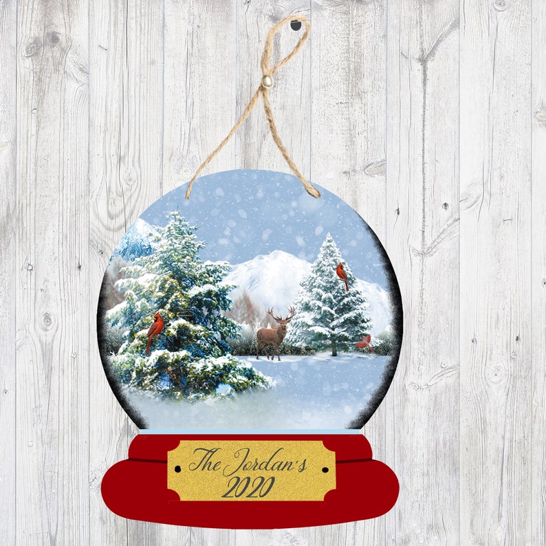 Winter Cardinal Snow Globe Wall Hanger Digital Design for Etsy