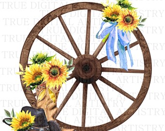 Country Wagon Wheel - Digital Design for Sublimation