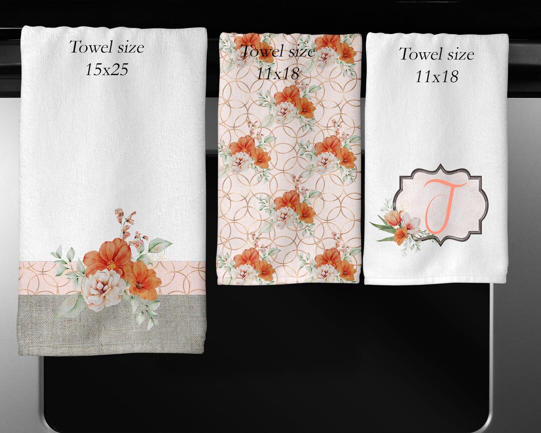 Pretty in Peach Towel Set Digital Design for Sublimation Etsy