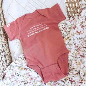 Hoped For, Prayed For, gender neutral Rainbow baby bodysuit, pregnancy announcement after miscarriage, baby after loss, after infertility