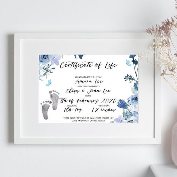 Certificate of Life baby, miscarriage keepsake, birth certificate digital, baby loss memorial, stillborn gift for mom, angel baby remembranc