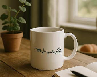Gardener's Heartbeat Garden Funny Gardening Coffee Mug | Gardener Gift, Plant Lover Gift