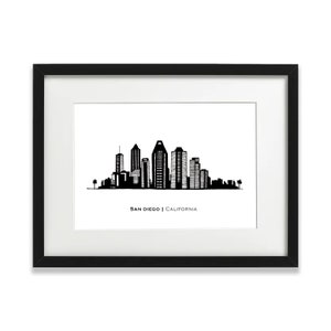 San Diego, CA Skyline - Handcrafted Ink Print