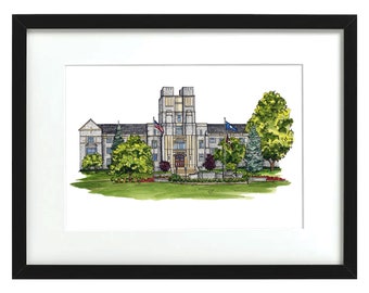 Virginia Tech - Aquarell Druck