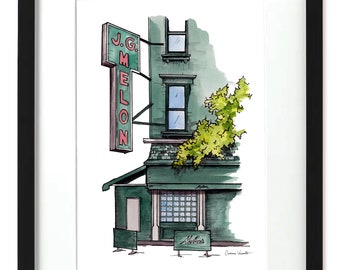 J.G. Melon - NYC Storefronts - Aquarell Druck