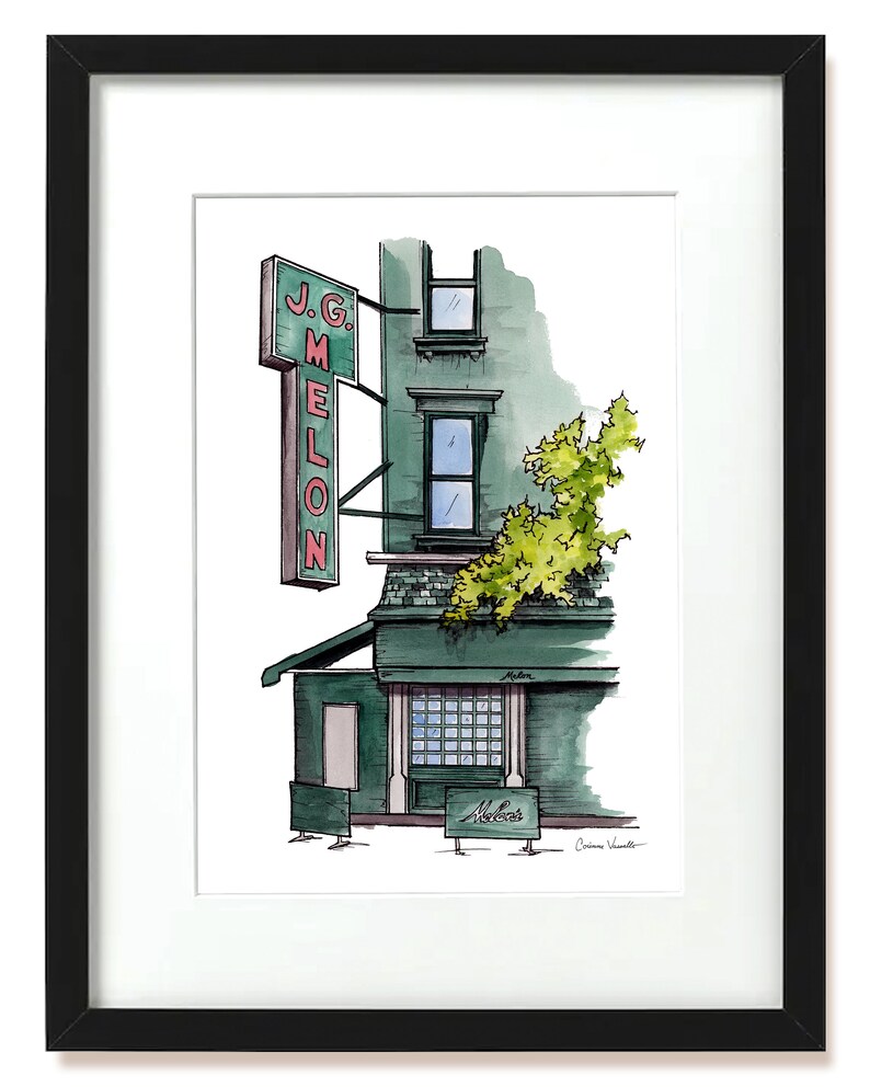 J.G. Melon NYC Storefronts Watercolor Print Etsy