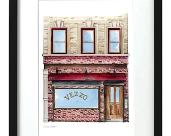Vezzo Pizza - NYC Storefronts - Aquarell Druck