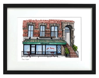 Cafe Mogador - NYC Storefronts - Aquarell Druck