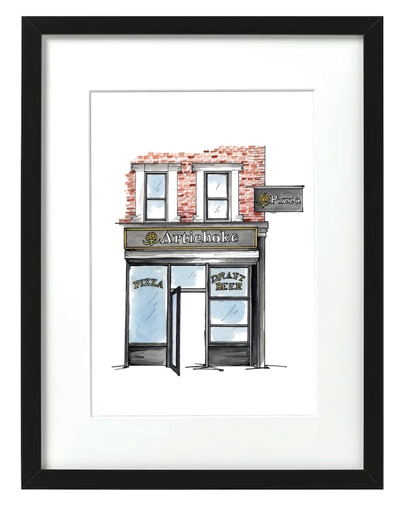 Artichoke Pizza NYC Storefront Watercolor Print - Etsy