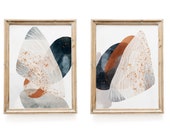 Abstract Wall Art, Digital Drawing, Modern Print Set, Instant Download, Set of 2, Geometric, Watercolour Digital Art, Home Decor